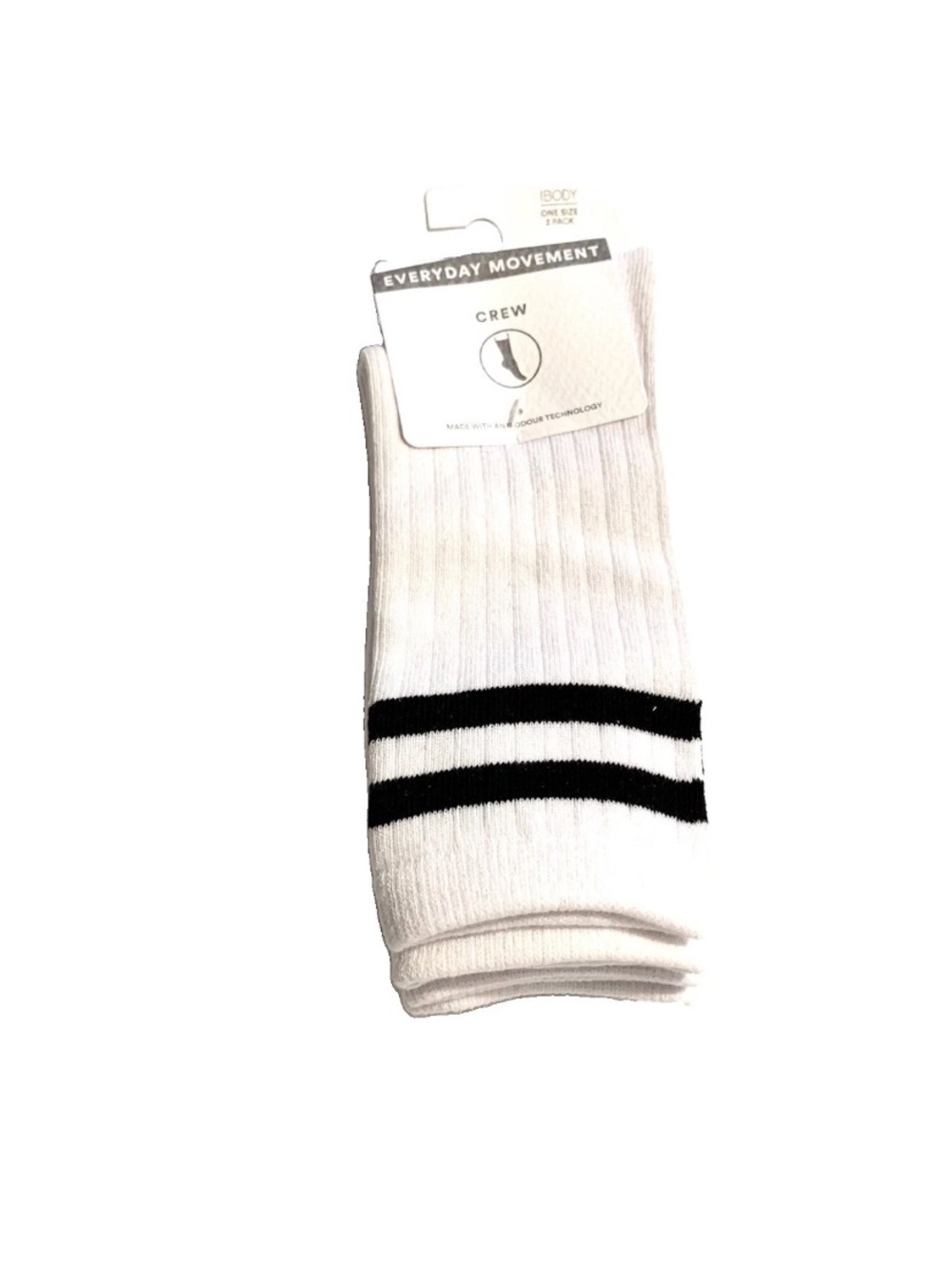Nordstrom- Body White Crew Socks with Black Stripes/3PK